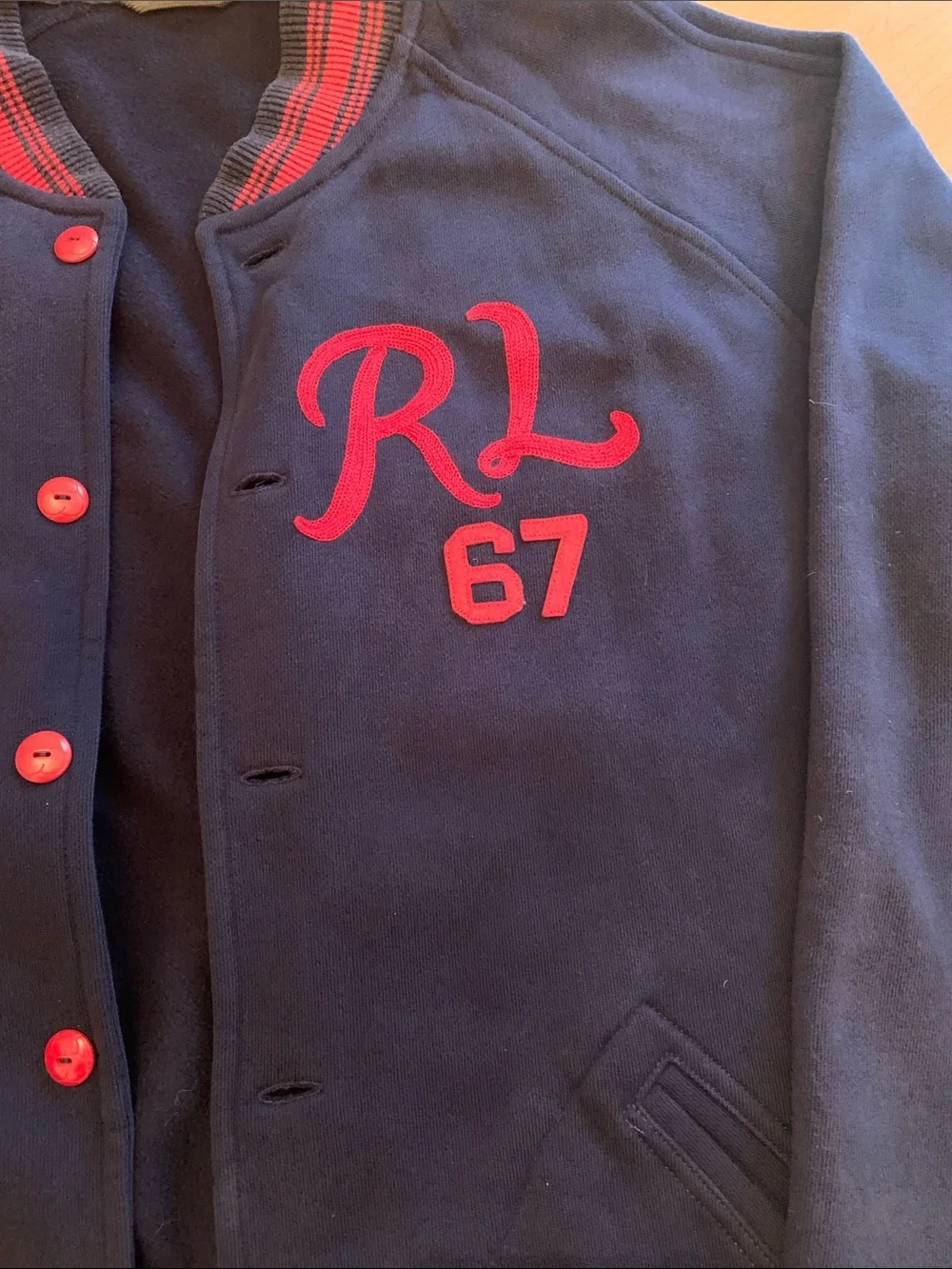 Polo by Ralph Lauren Navy and Red Varsity Jacket